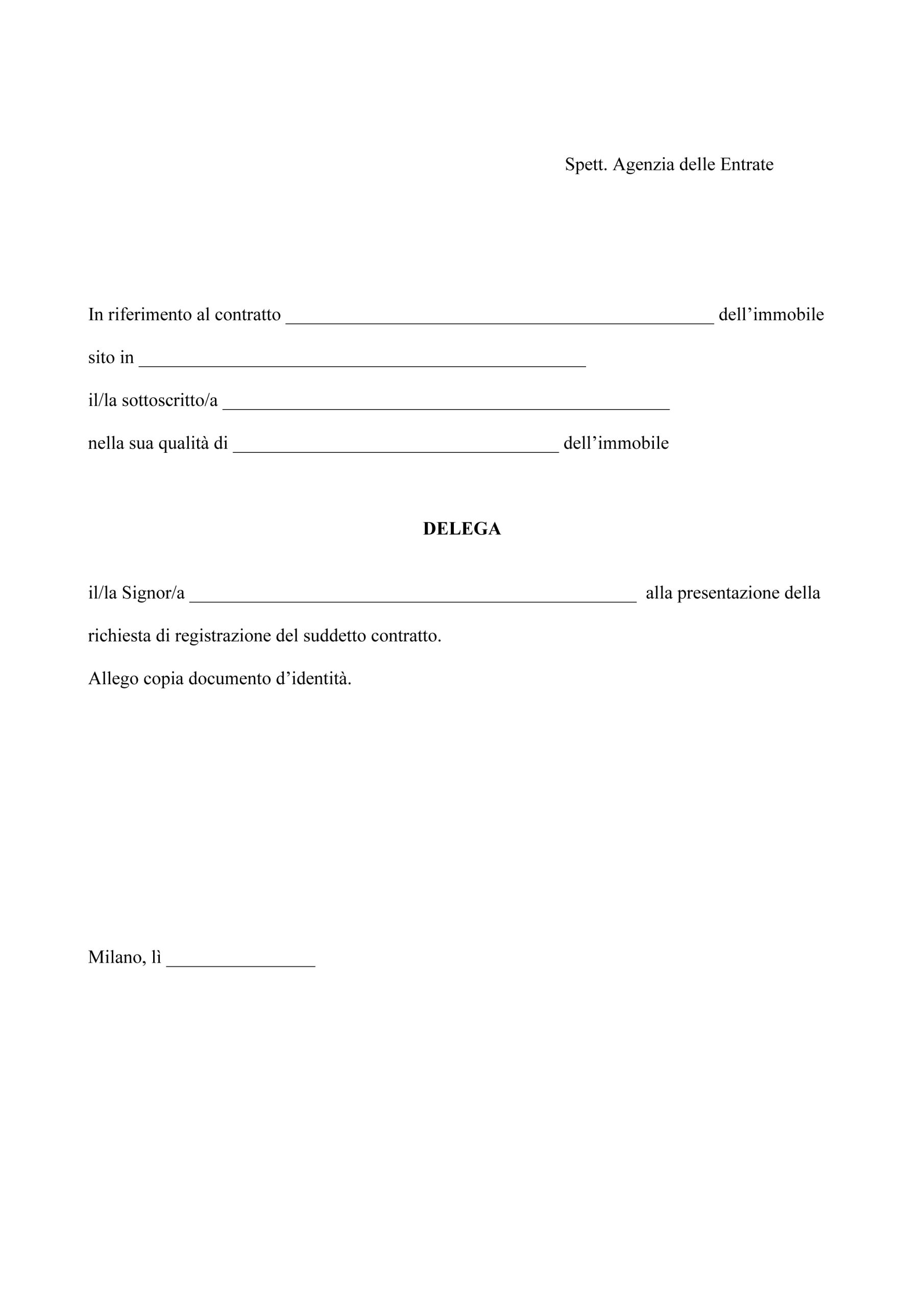 1 – delega per registrazione preliminare